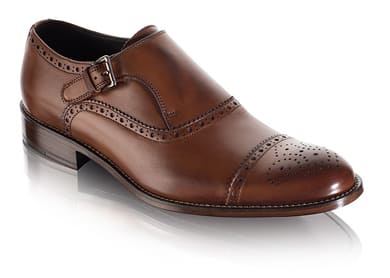 Brown Brogue Cap-Toe Monk Strap Men's Dress Shoe