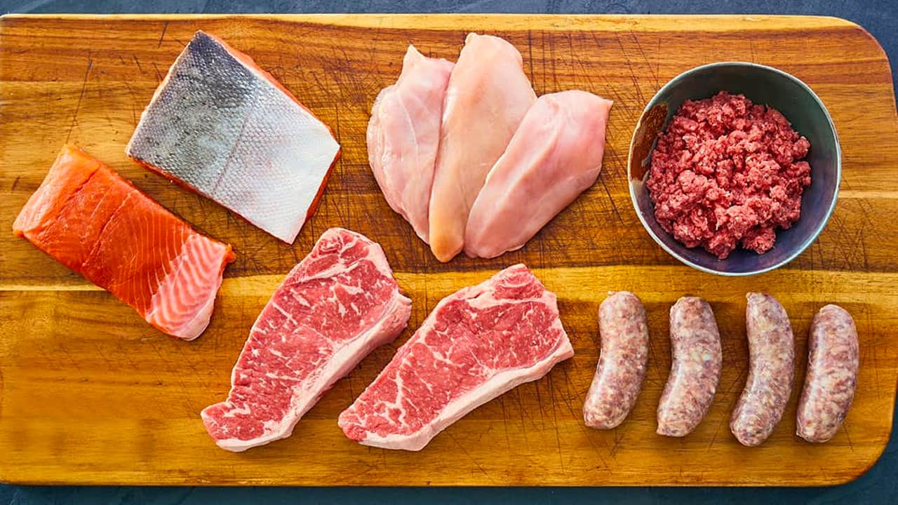 meat on butchers block