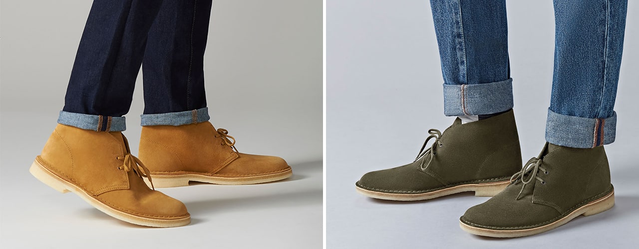 clarks shoes clearance sale Desert Boot Dark suede and leather available in various colors