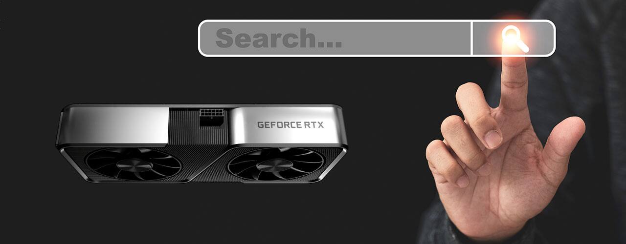 inbody RTX 3080 Nvidia graphics card search bar internet finger black background
