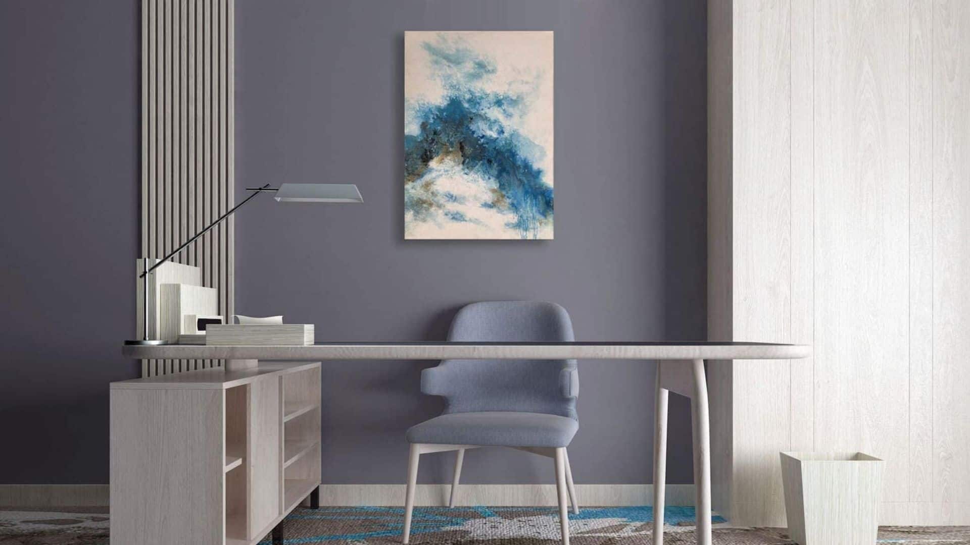 Abstract Blue Watercolor Canvas