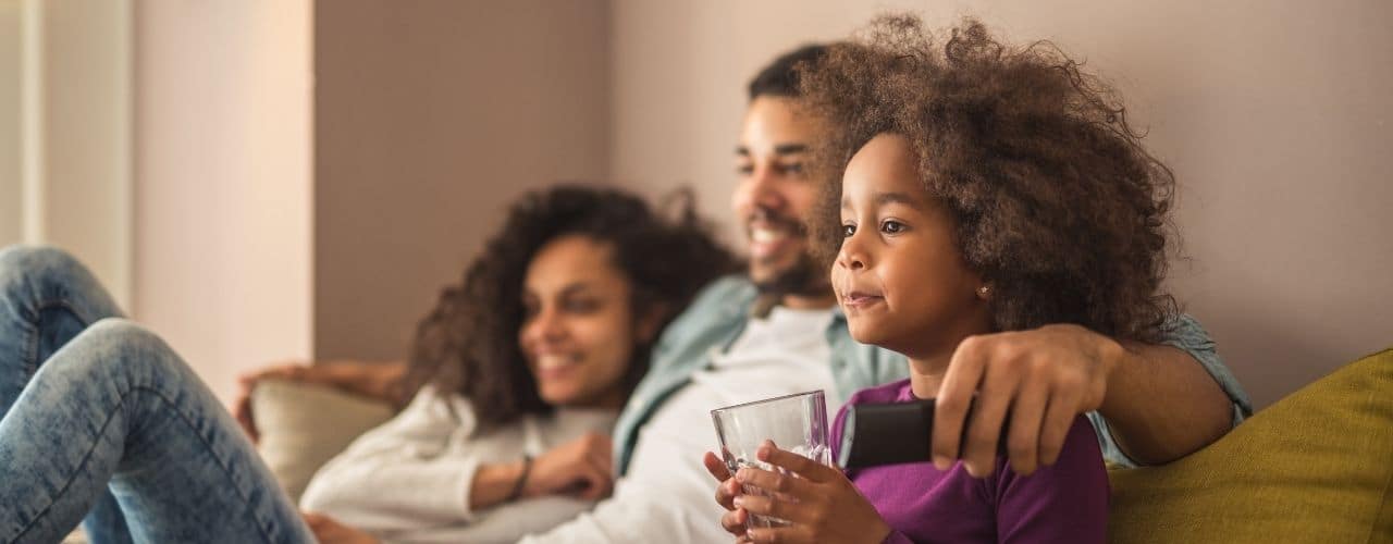 family watching TV