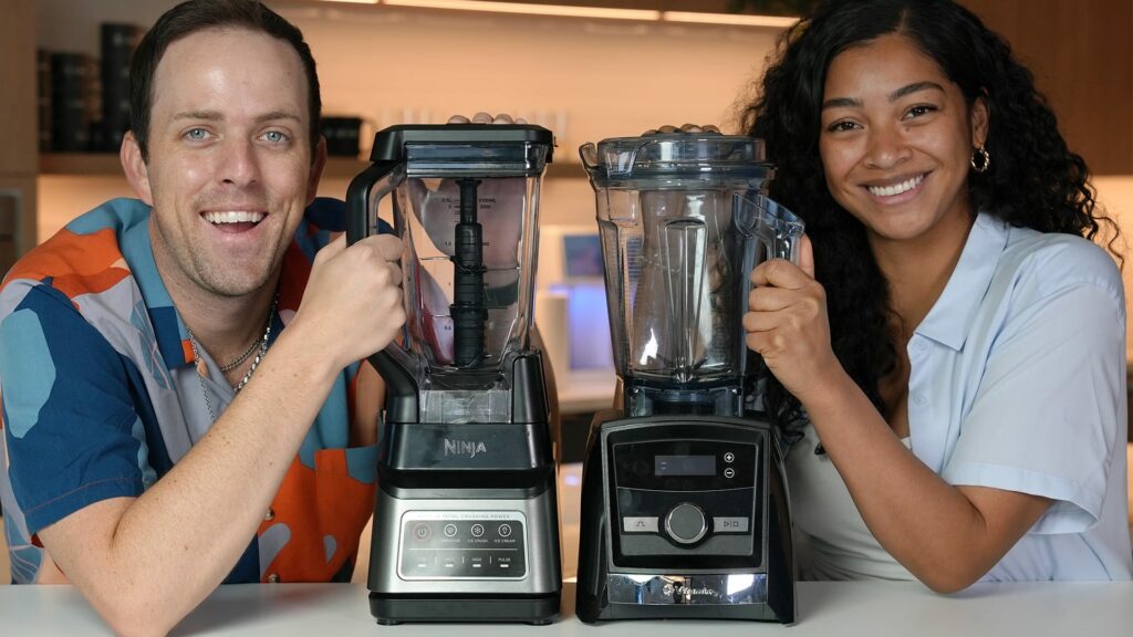 ninja-and-vitamix-blender-with-smiling-man-and-woman