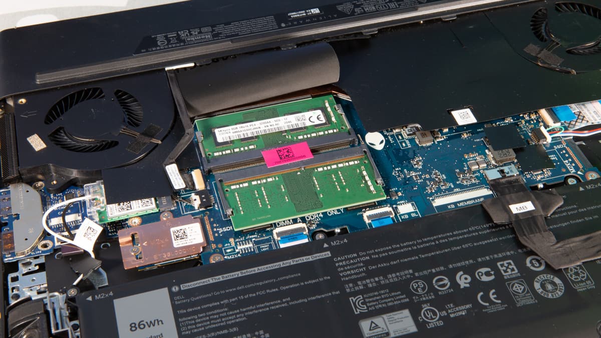 Alienware m15 Ryzen gaming laptop RAM slots