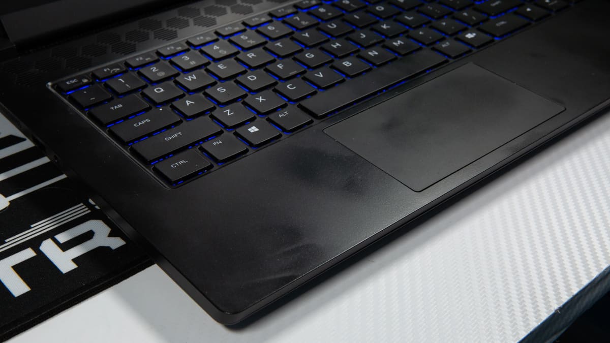 Alienware m15 Ryzen gaming laptop showing fingerprints