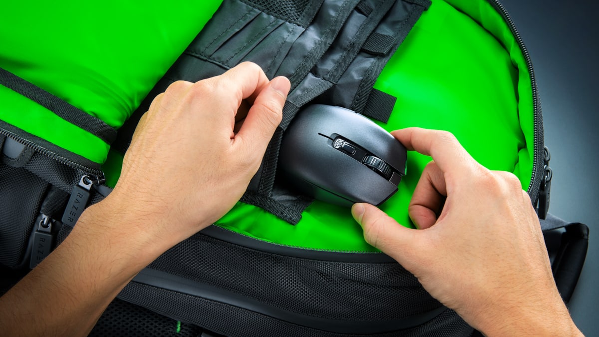Razer Orochi V2 mouse in backpack