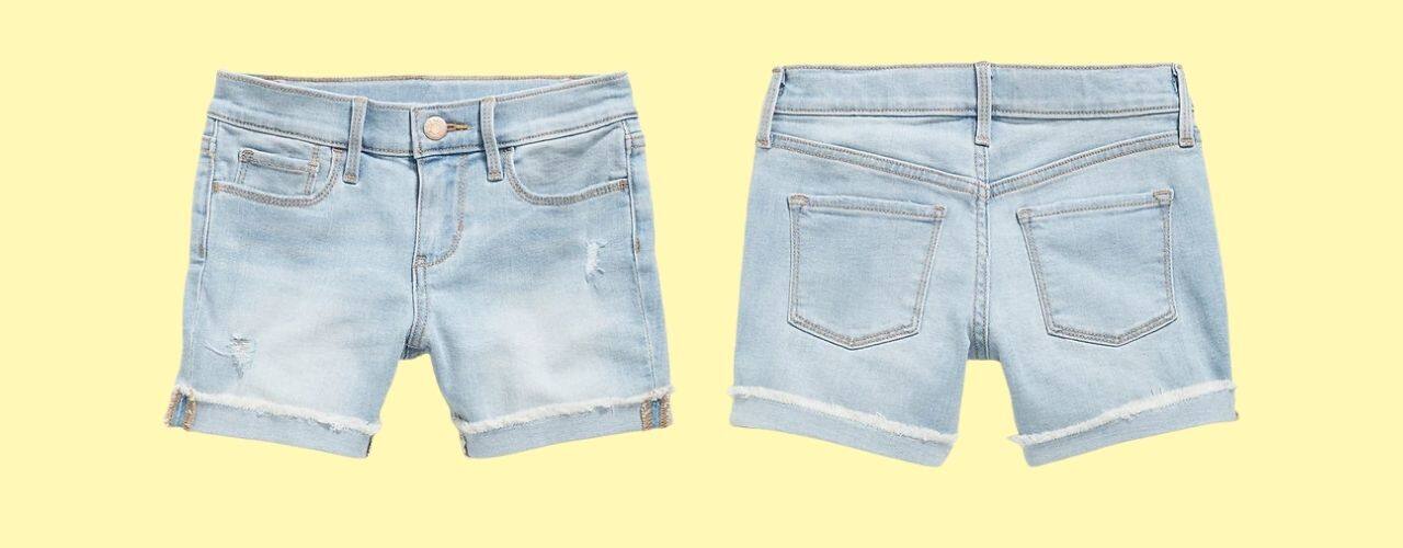 Light-Wash Jean Midi Shorts for Girls