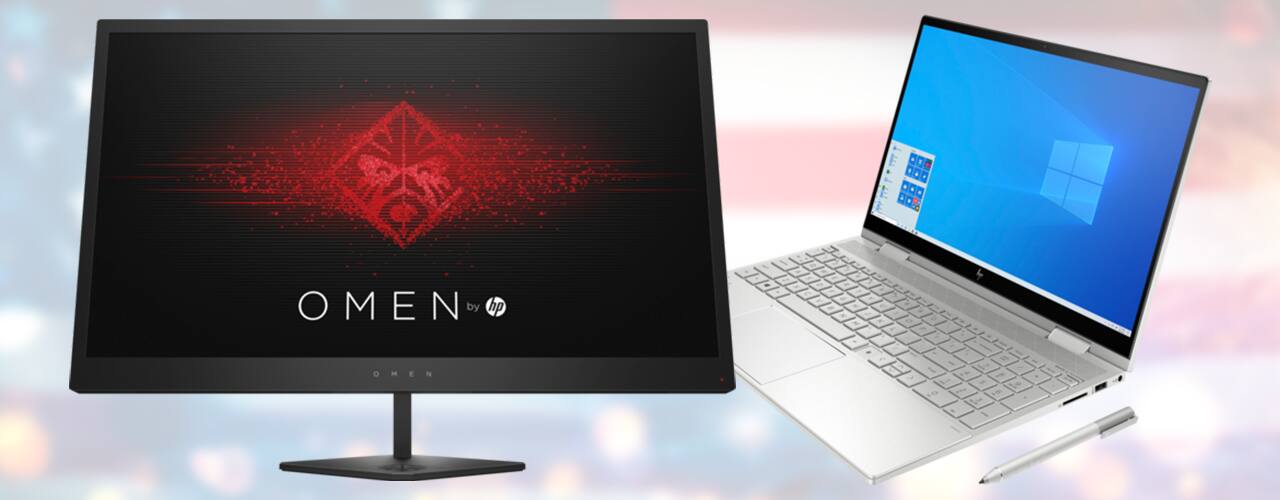hp omen monitor envy laptop on flag background inbody slickdeals