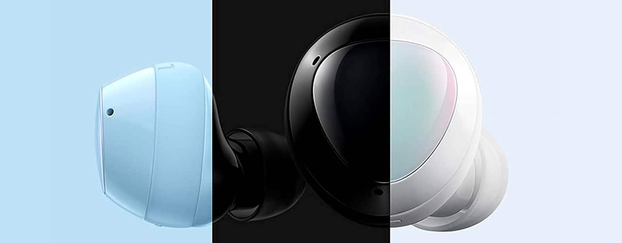 inbody Samsung Galaxy Buds Plus on blue and black background
