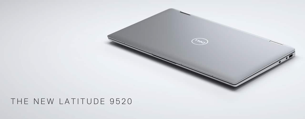 Latitude 9520 Laptop on grey background