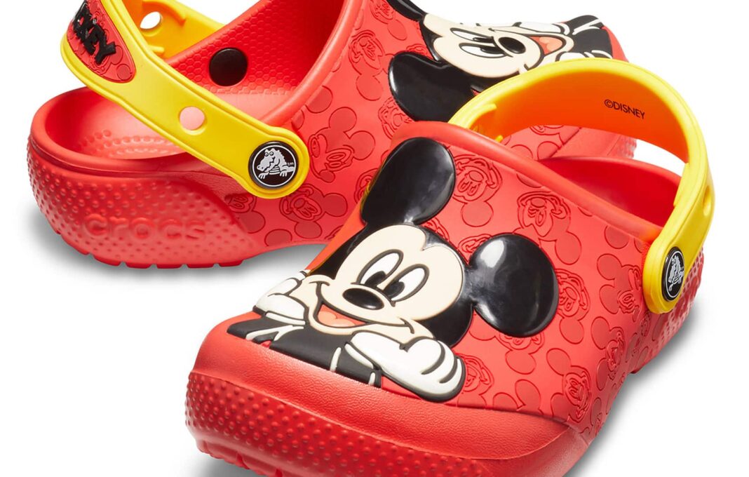 hero mickey mouse crocs shoes kids disney red on white background