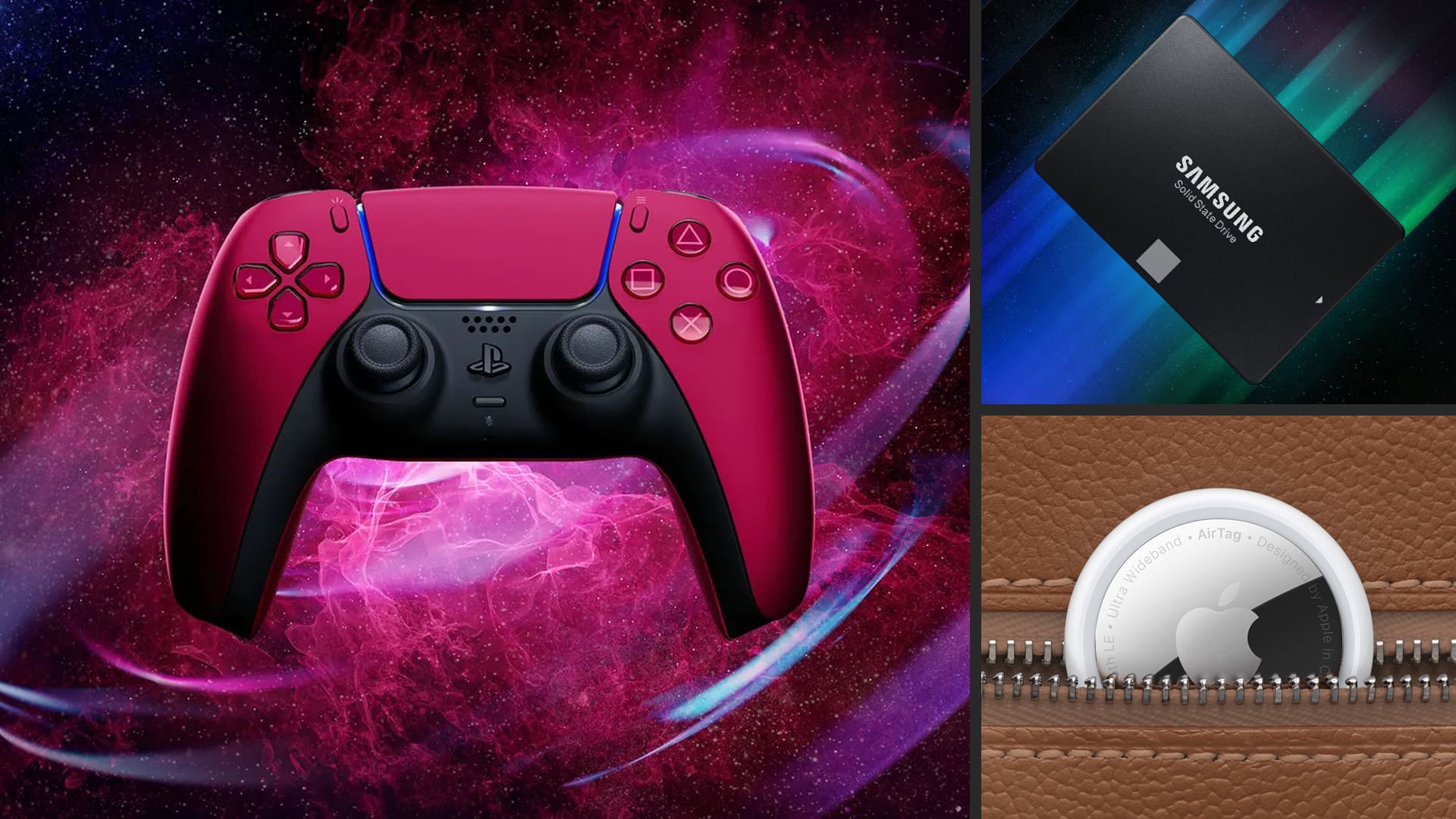 red dualsense airtags samsung ssd