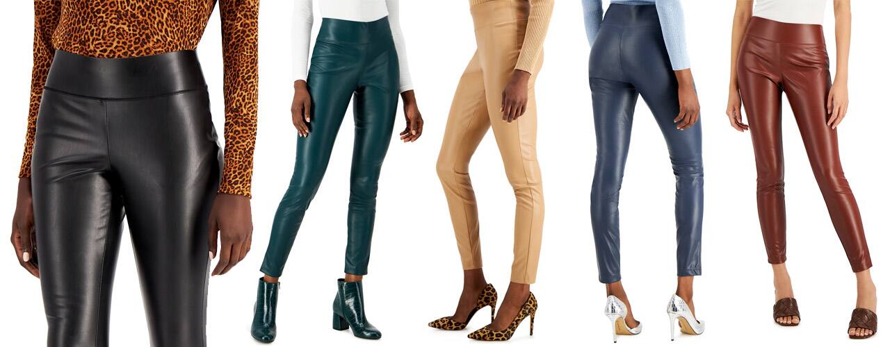 Women's solid color leather legging pant