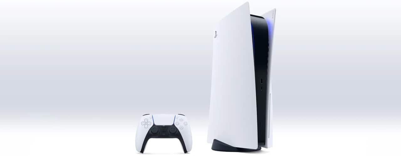 playstation 5 ps5 and controller disc edition on white background