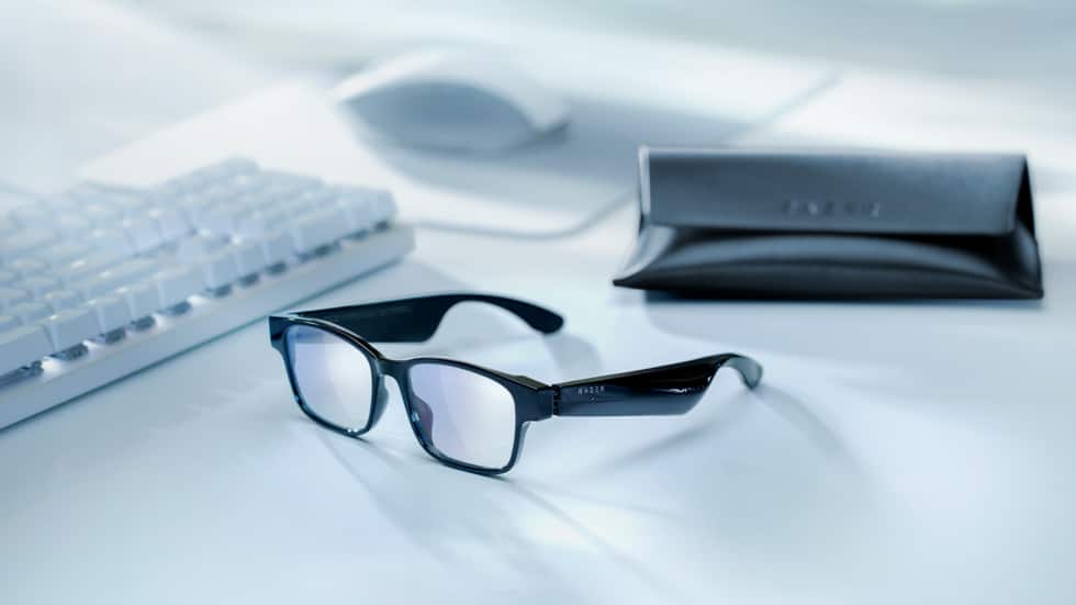 razer anzu smart glasses on a white desk
