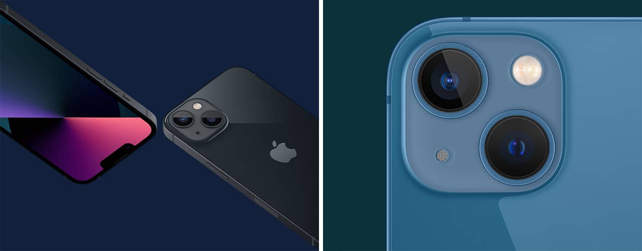 black and blue iphone 13 on solid color backgrounds 