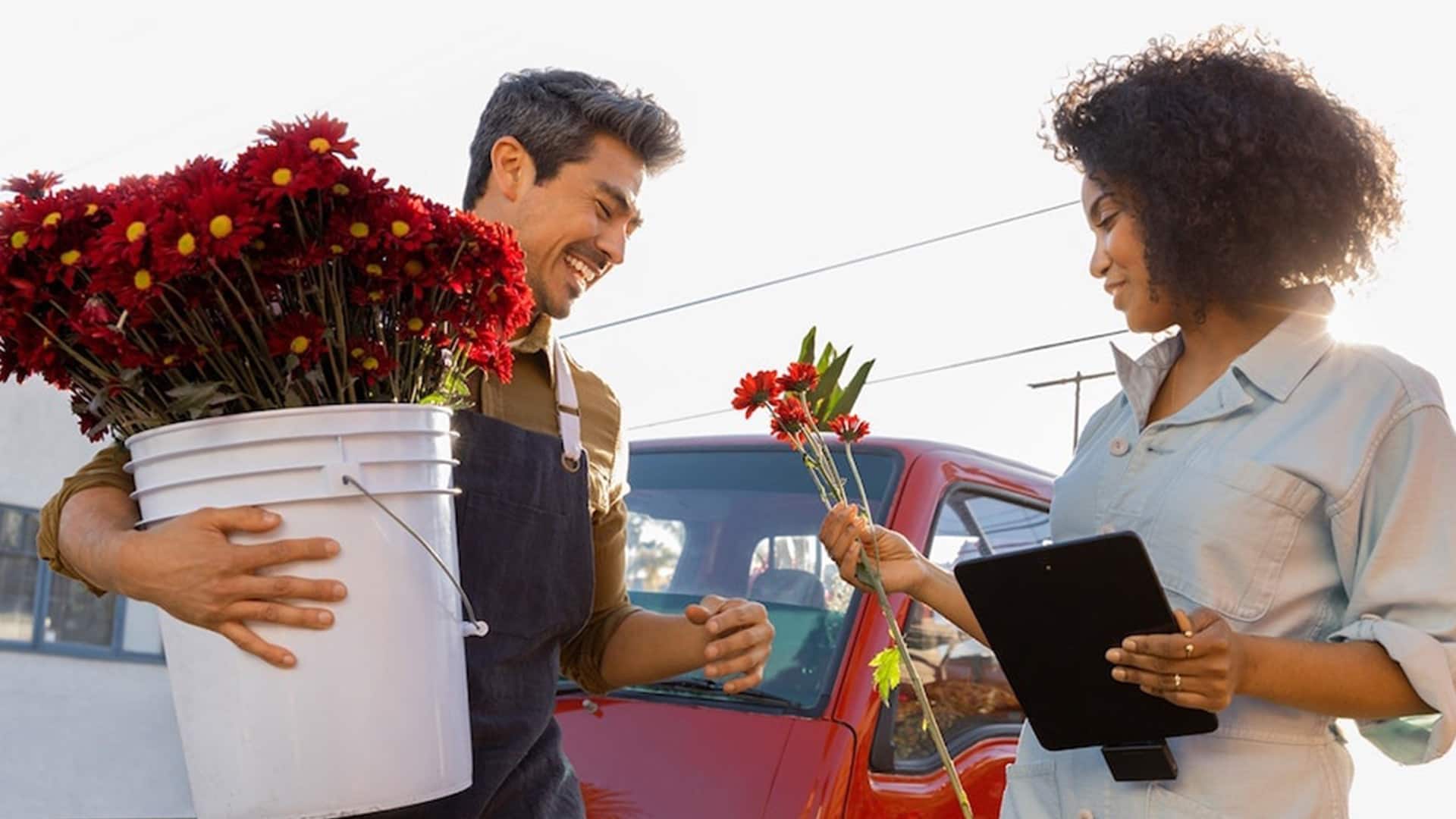 florist doing business with a customer