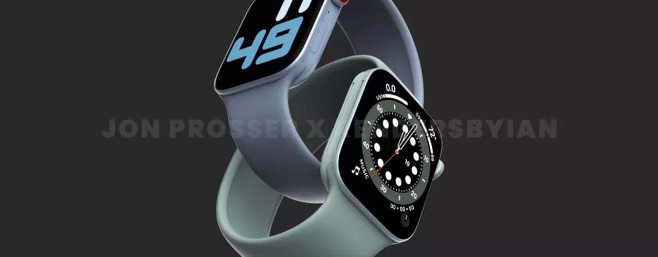 concept art for the new apple watch series 7 on grey background