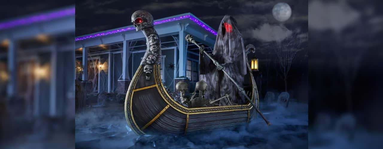 8 ft Giant Animated Ferry of the Dead Yard Decoration with LED Lights