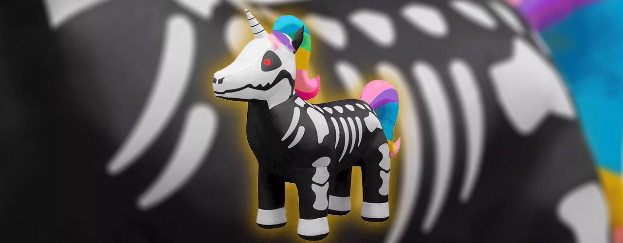 skeletal unicorn inflatable halloween decoration