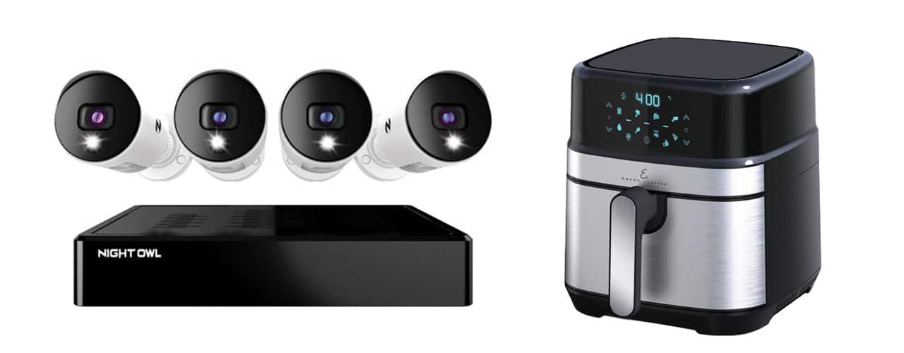 Night Owl security camera and Emeril Lagasse AirFryer