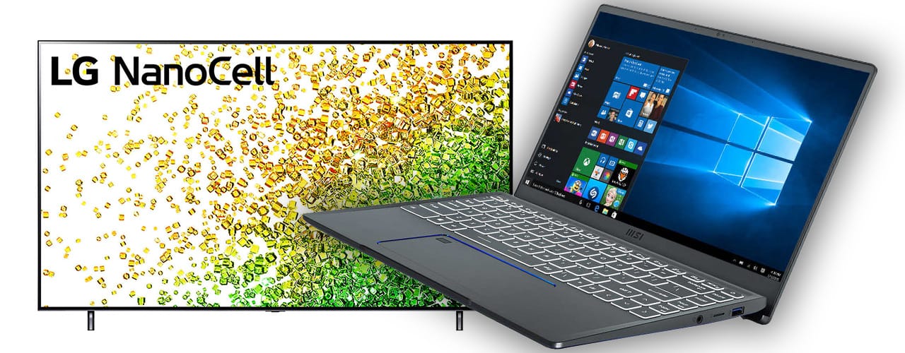 LG 86" Class - NANO85 Series - 4K UHD LED LCD TV and MSI Prestige 14 Evo Laptop