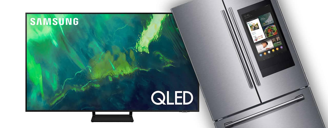 SAMSUNG 65-inch Class QLED Q80T Series and refrigerator