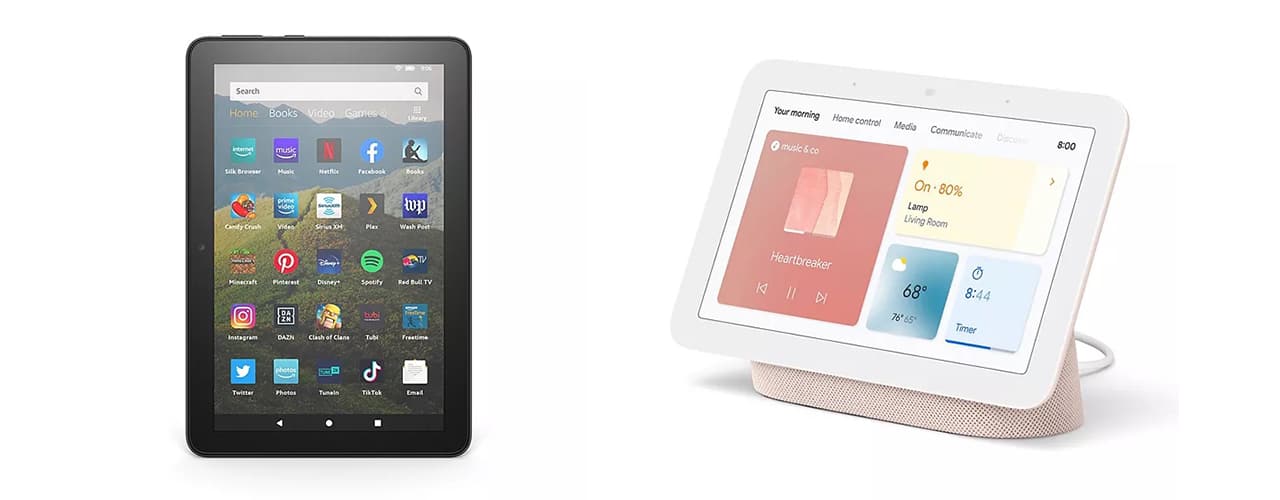 Amazon Fire Tablet and google nest hub smart display