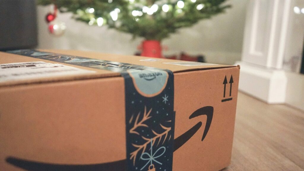 amazon box under the christmas tree