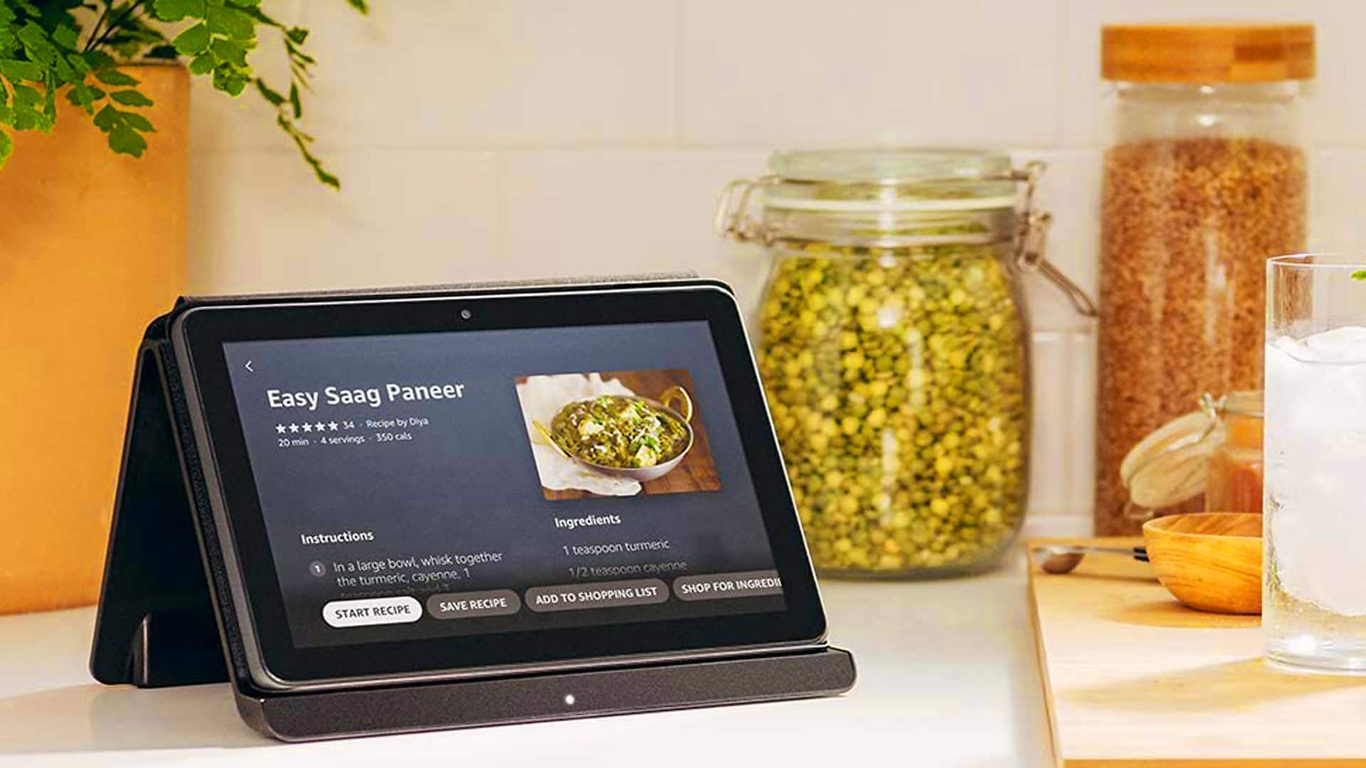 tablet on kitchen counter