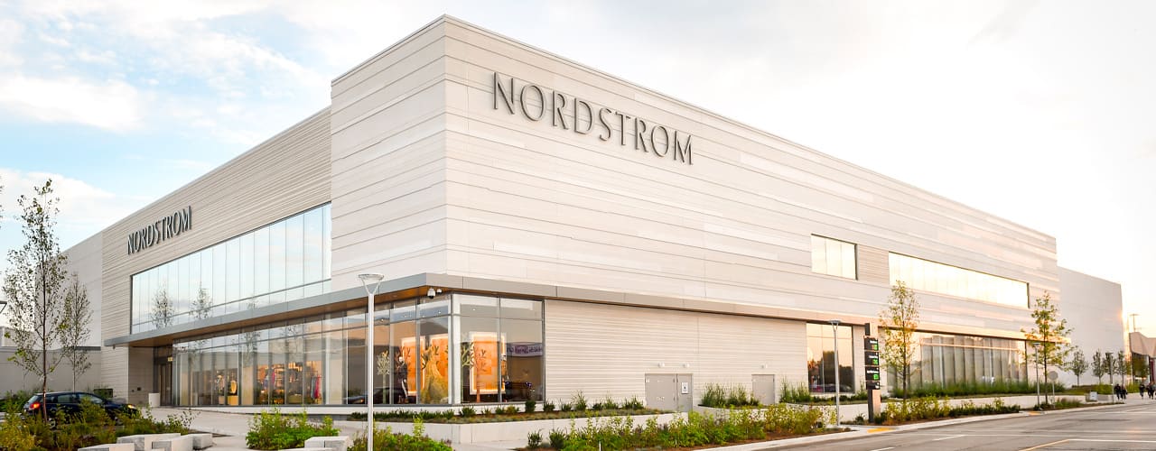 nordstrom storefront with grey sky