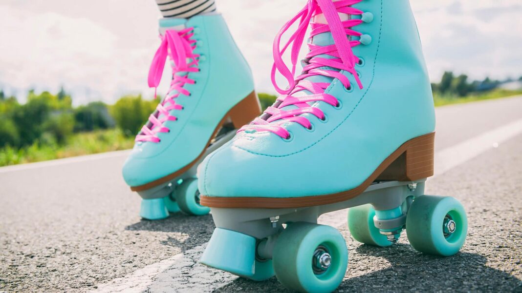roller skates close up on road