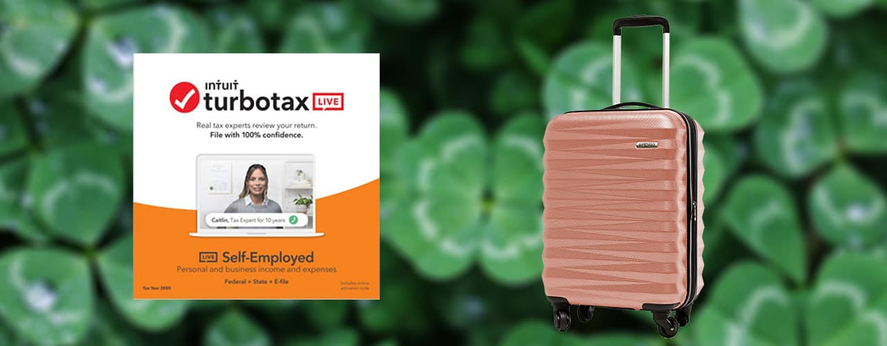 turbo tax and suitcase