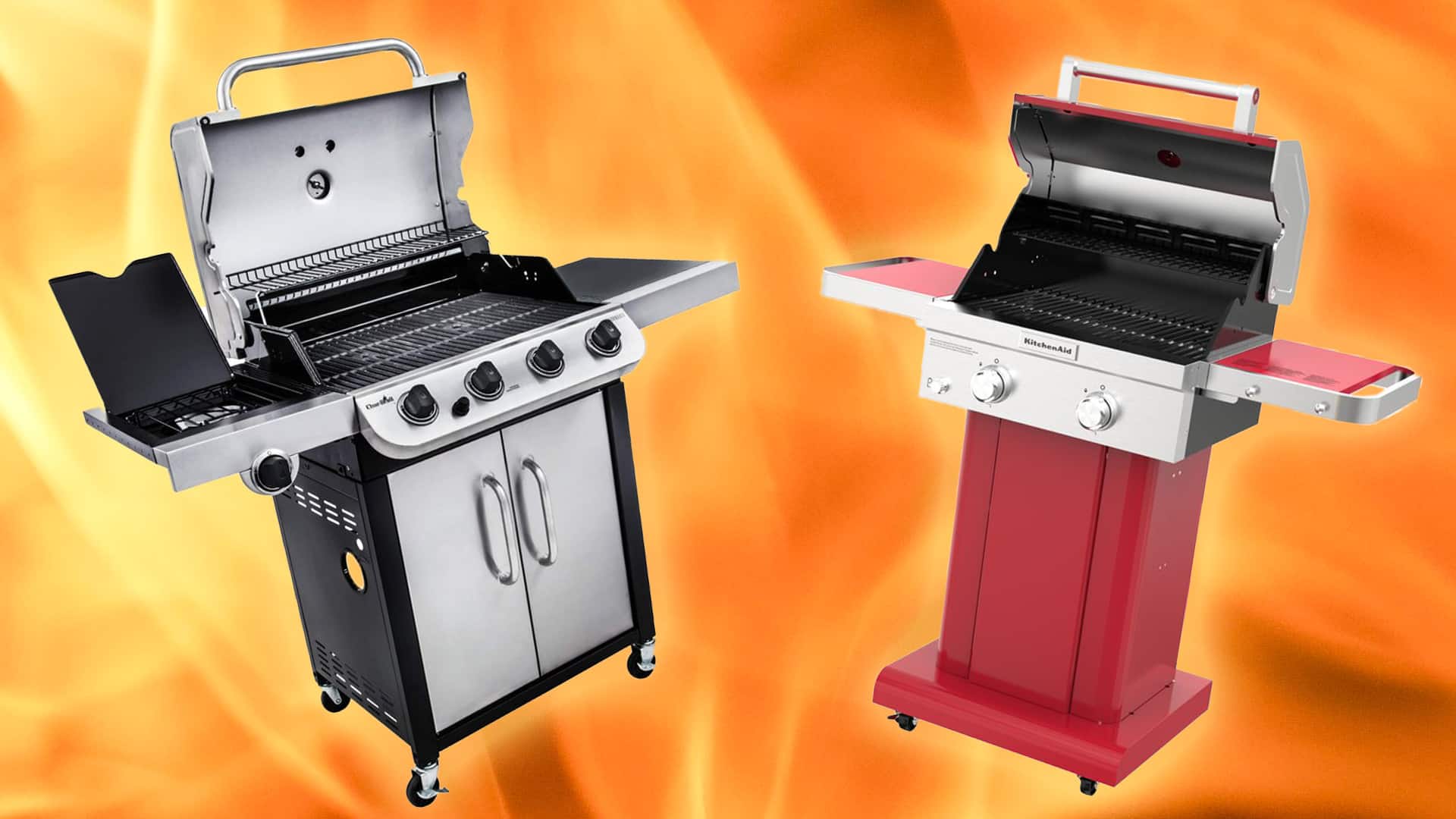 grills on fire background