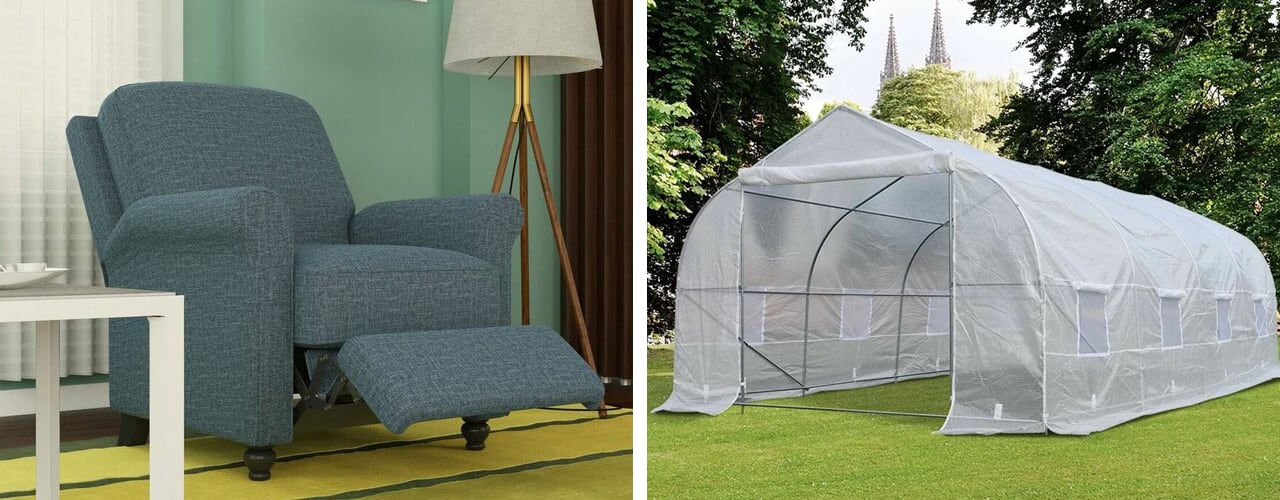 recliner and greenhouse from wayfair