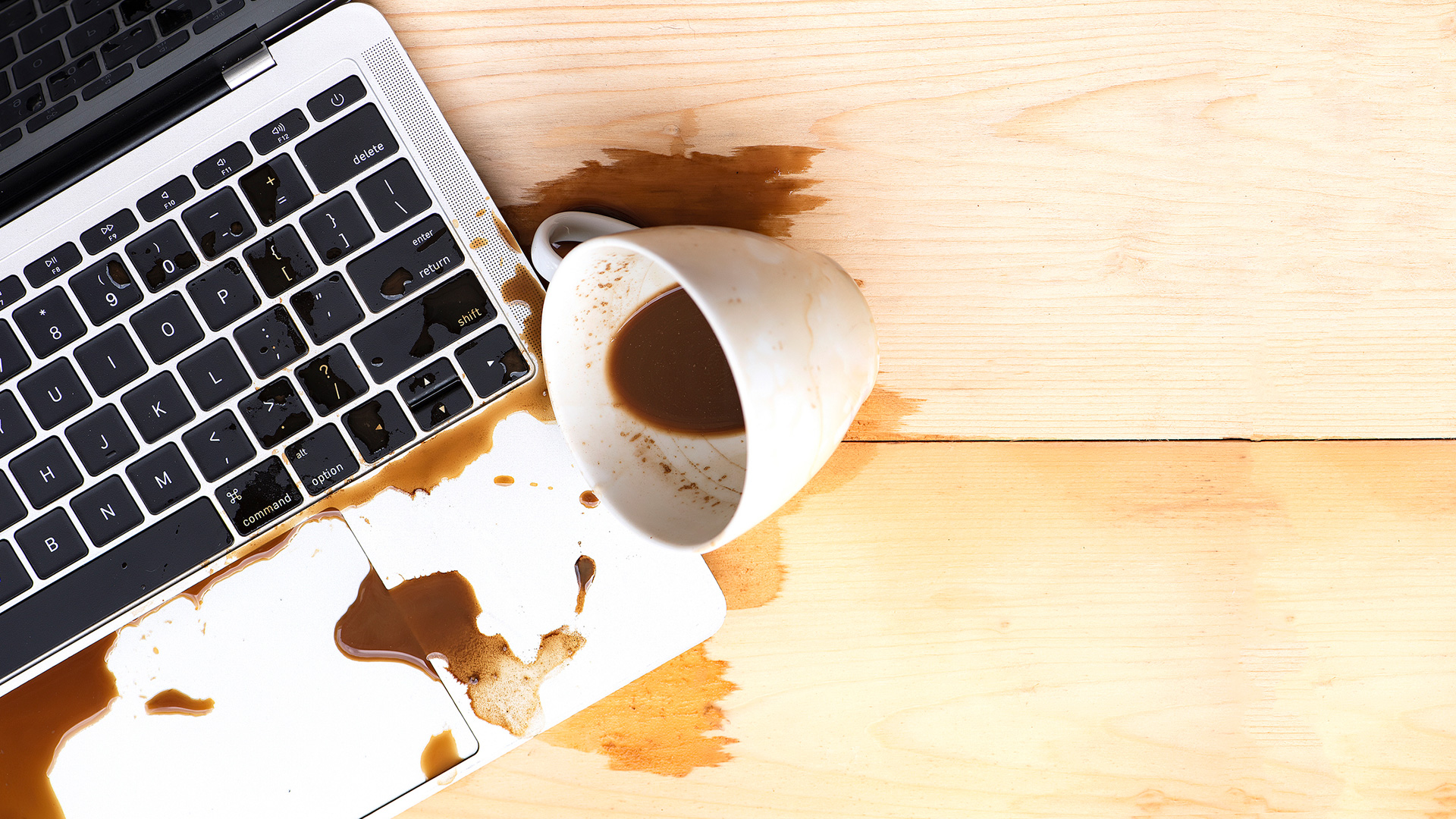 coffee spill on laptop