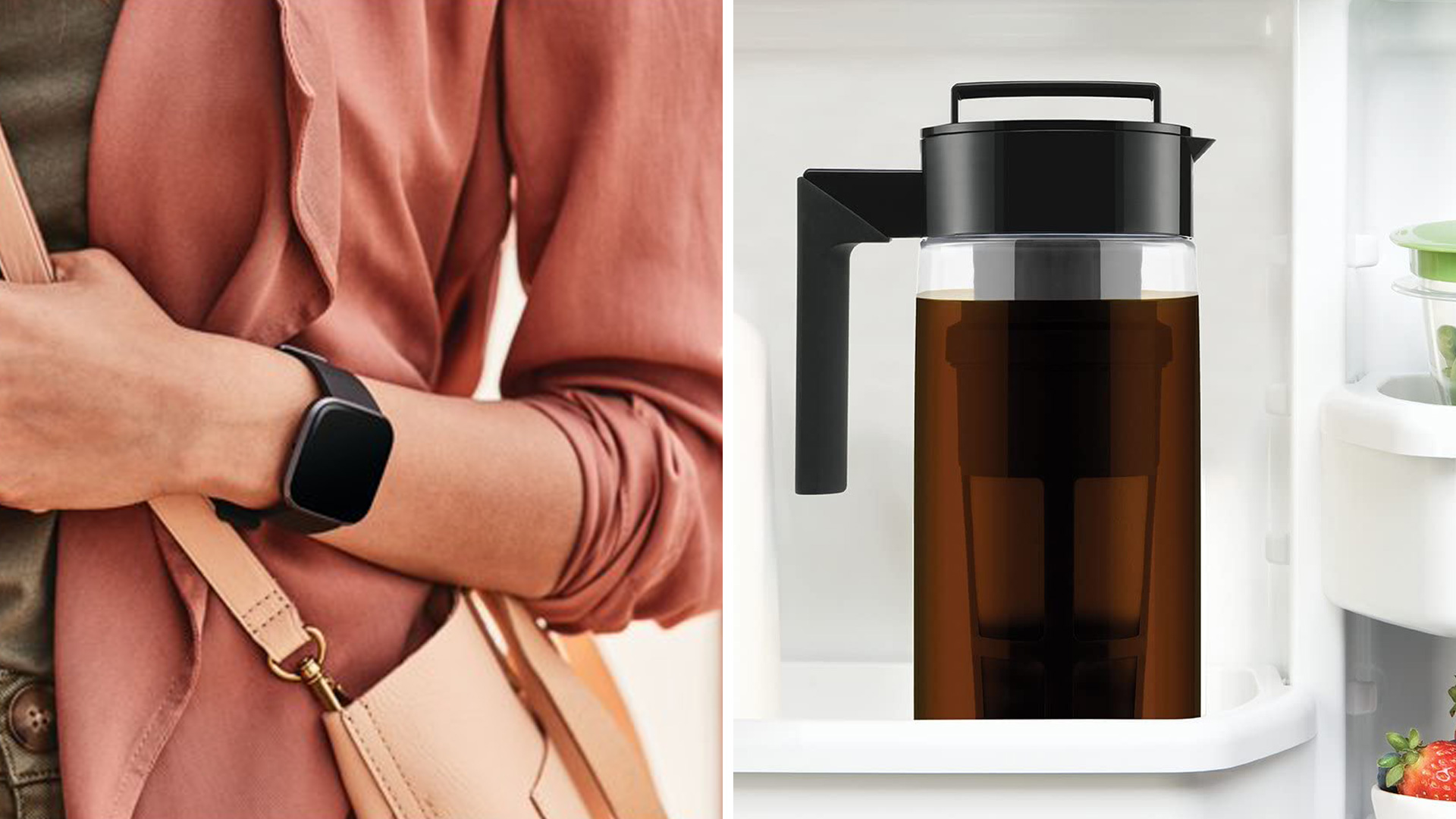 Fitbit Versa 2 Smartwatch and Takeya Patented Deluxe Cold Brew Coffee Maker