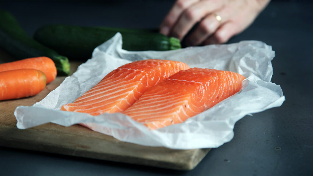 salmon on counter