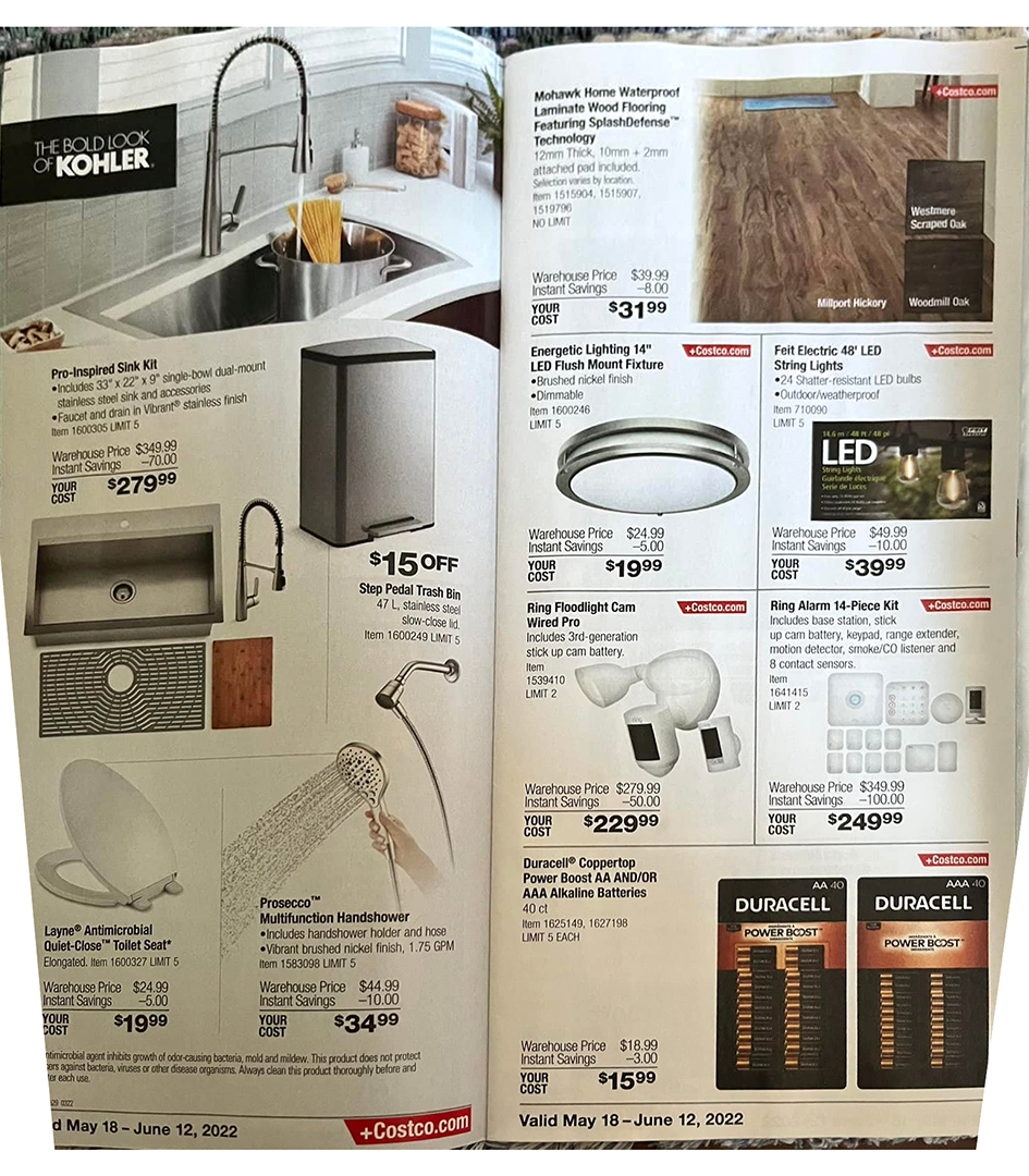 Scan of the May/June edition of the Costco Coupon Book 2022