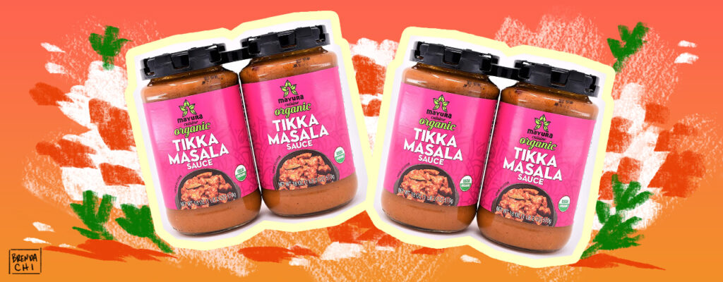 tikka masala sauce over illustration of rice