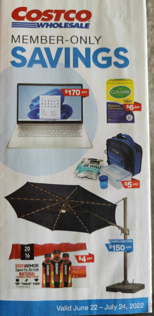 Scan of the June/July edition of the Costco Coupon Book 2022