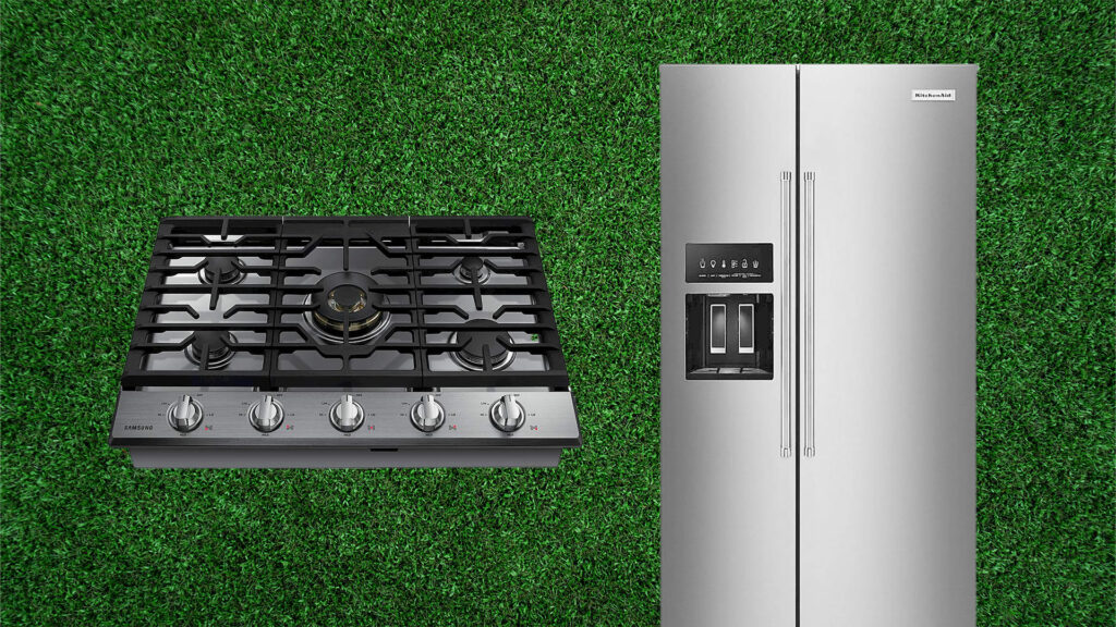 Samsung range, KitchenAid refrigerator