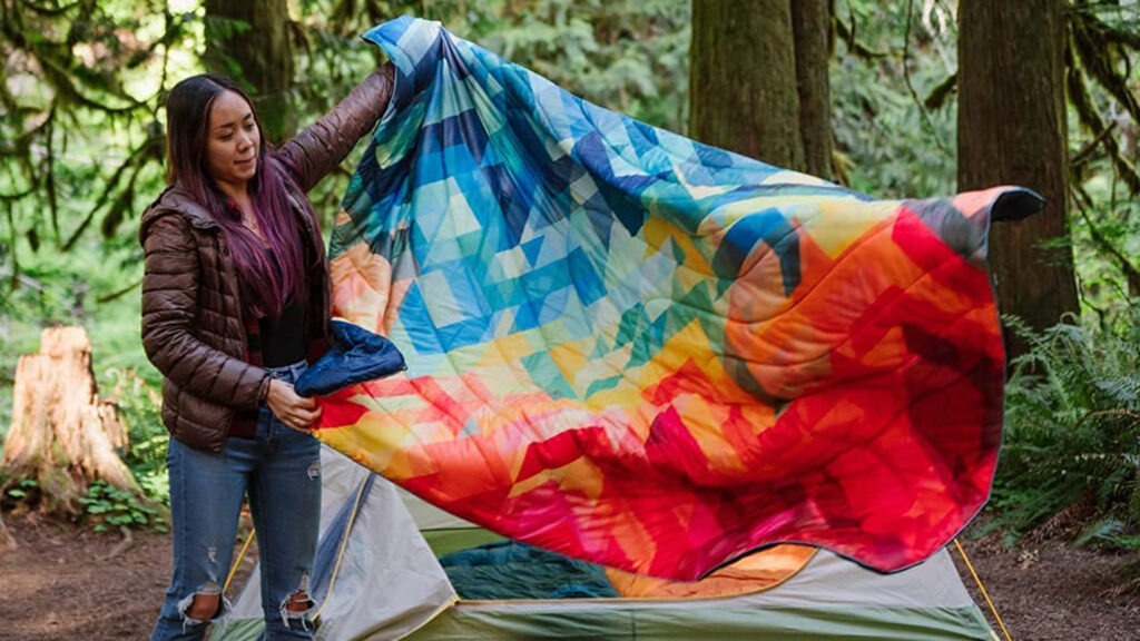 Rumpl The Original Puffy | Printed Outdoor Camping Blanket for Traveling, Picnics, Beach Trips, Concerts