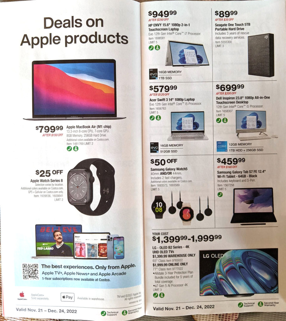ad scan of the costco 2022 november december coupon book