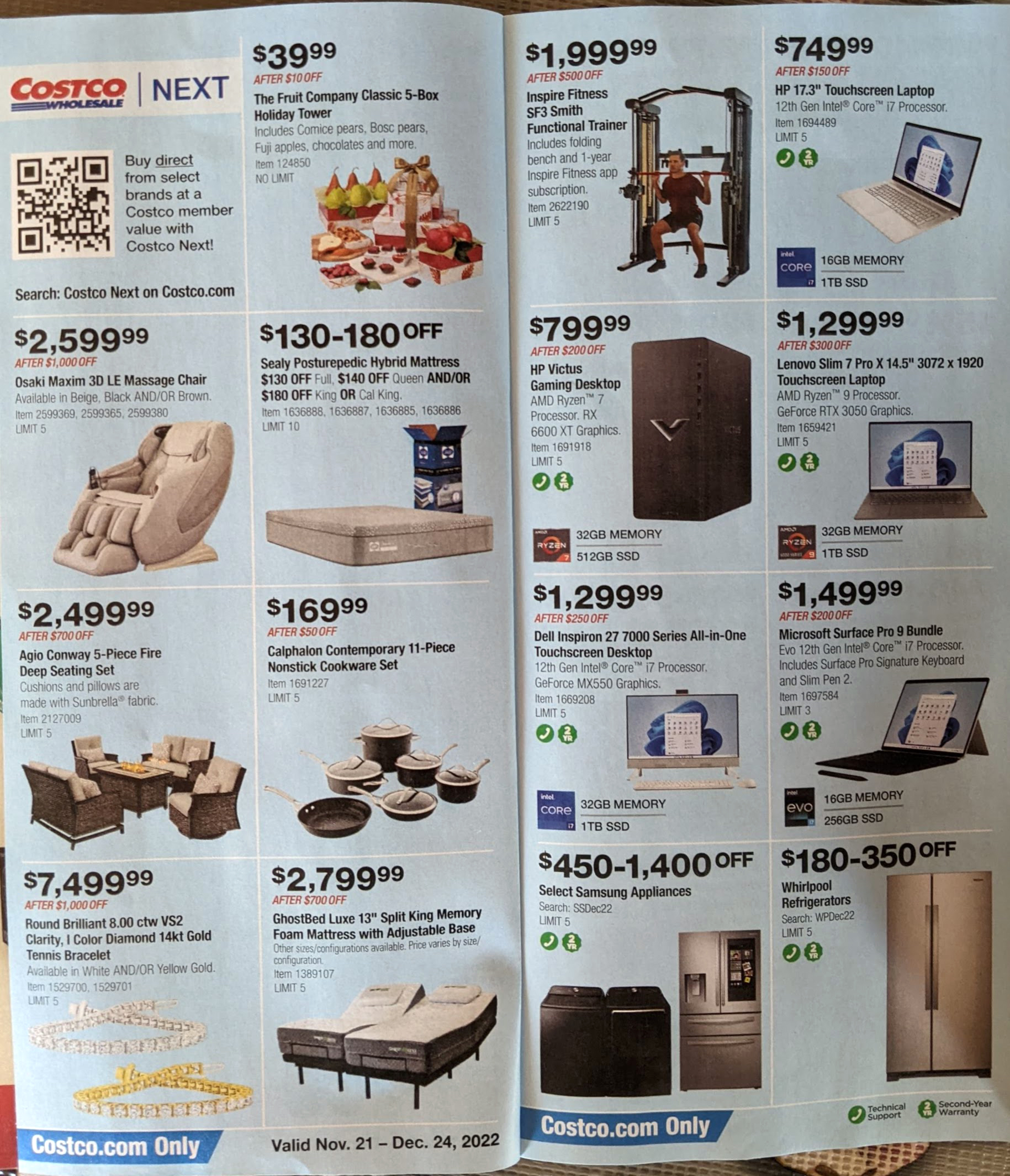 ad scan of the costco 2022 november december coupon book