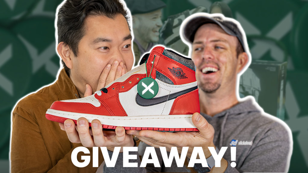 STOCKX GIVEAWAY Hero' man holding jordan 1 chicago lost and found
