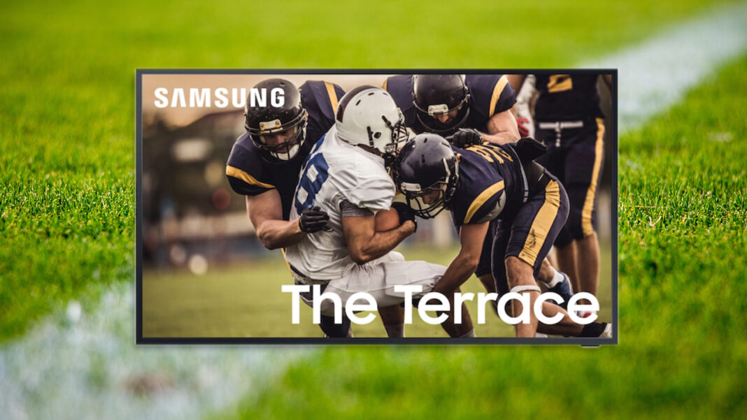 Samsung TV on football field