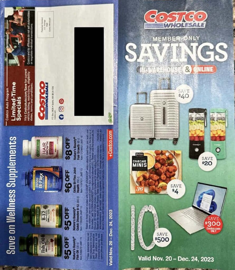 costco coupon book for november and december 2023 ad scan from slickdeals.net