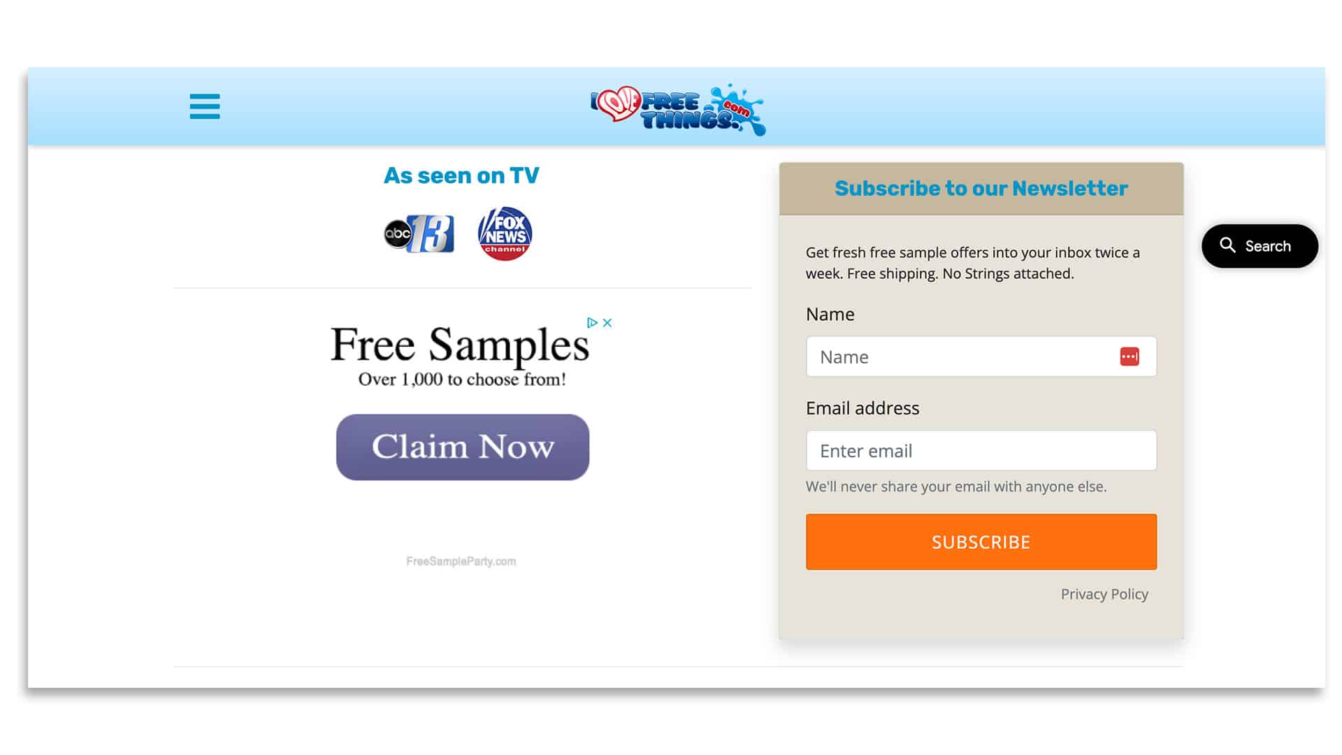 Free sample websites discovery