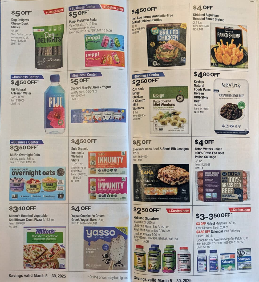 Ad scan of the Costco Coupon Book for March 2025 from Slickdeals.net